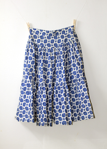 青×白　ペイズリー柄のプロバンススカート