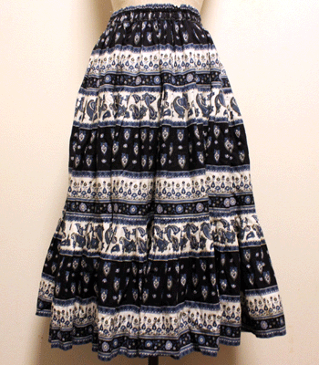 茄子紺×白　ペイズリー柄　プロバンススカート
