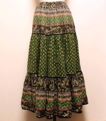 アトリエプロバンサル　深緑×ブラック　オリーブ柄　プロバンススカート