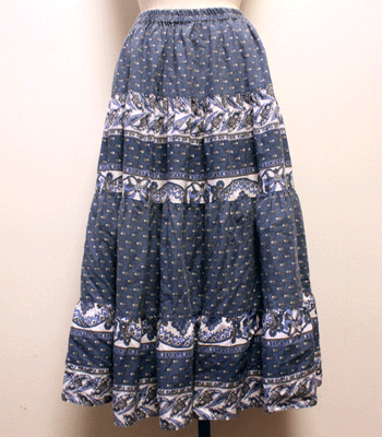 patkca 群青色×白　ペイズリー柄　プロバンススカート